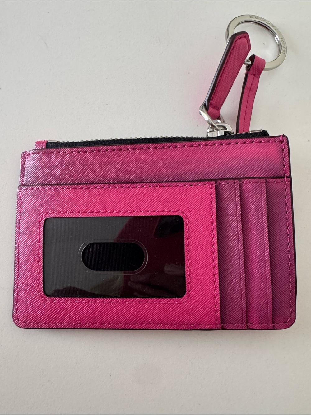 Marc Jacobs Hot Neon Pink Faux Leather Change Purse with Attached Key Ring NWOT - Picture 2 of 7